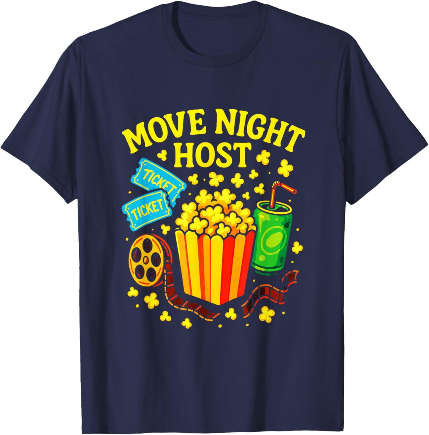 Movie Night Host - Popcorn Cinema Fun T-Shirt - T-Shirt | Navy