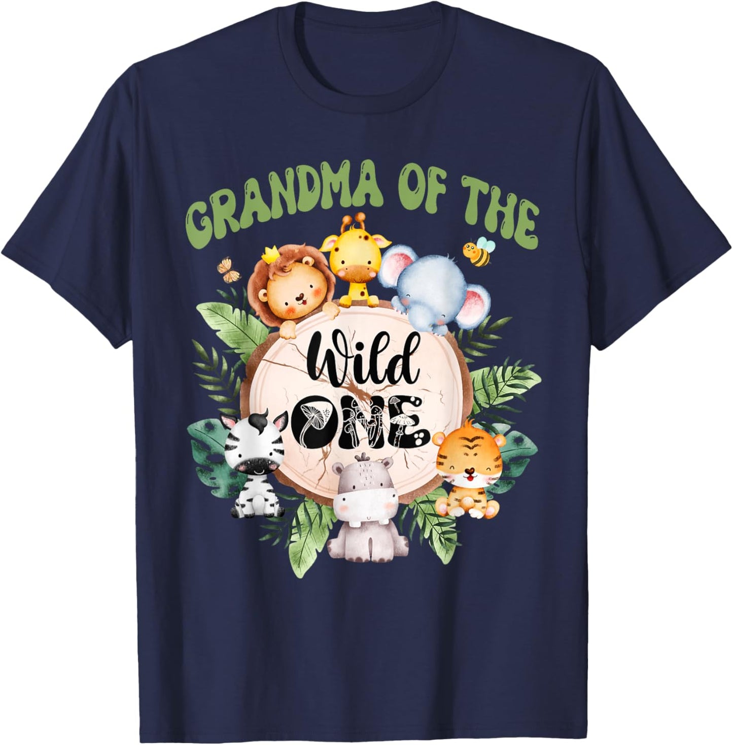Grandma Of The Wild One 1st Birthday Safari Family Matching T-Shirt - T-Shirt | Navy