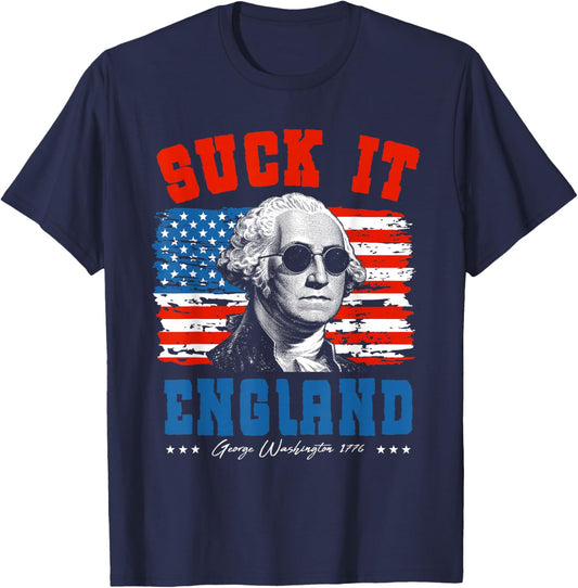 Funny Suck It England 4th of July George Washington 1776 Men T-Shirt - T-Shirt | Navy