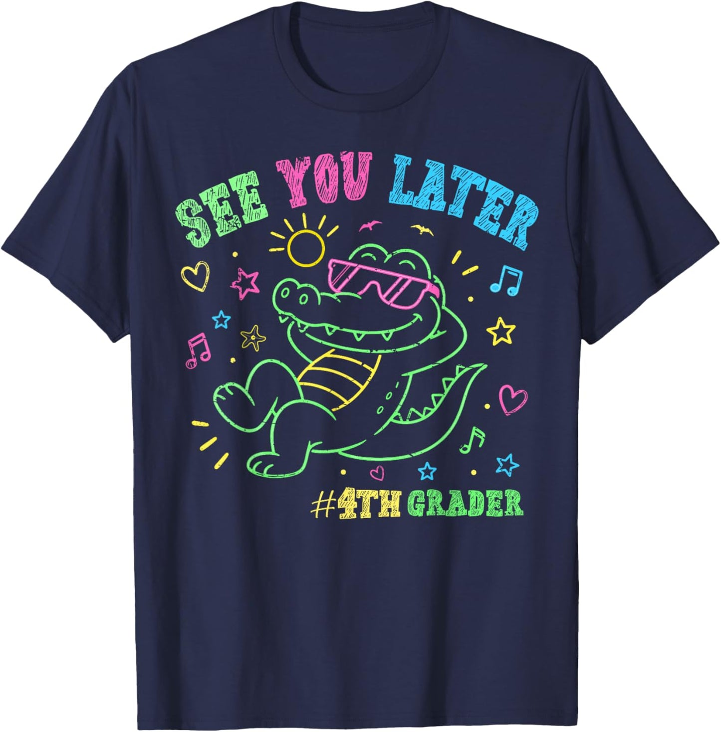 See You Later 4th Fourth Grader End of School Alligator Kids T-Shirt - T-Shirt | Navy