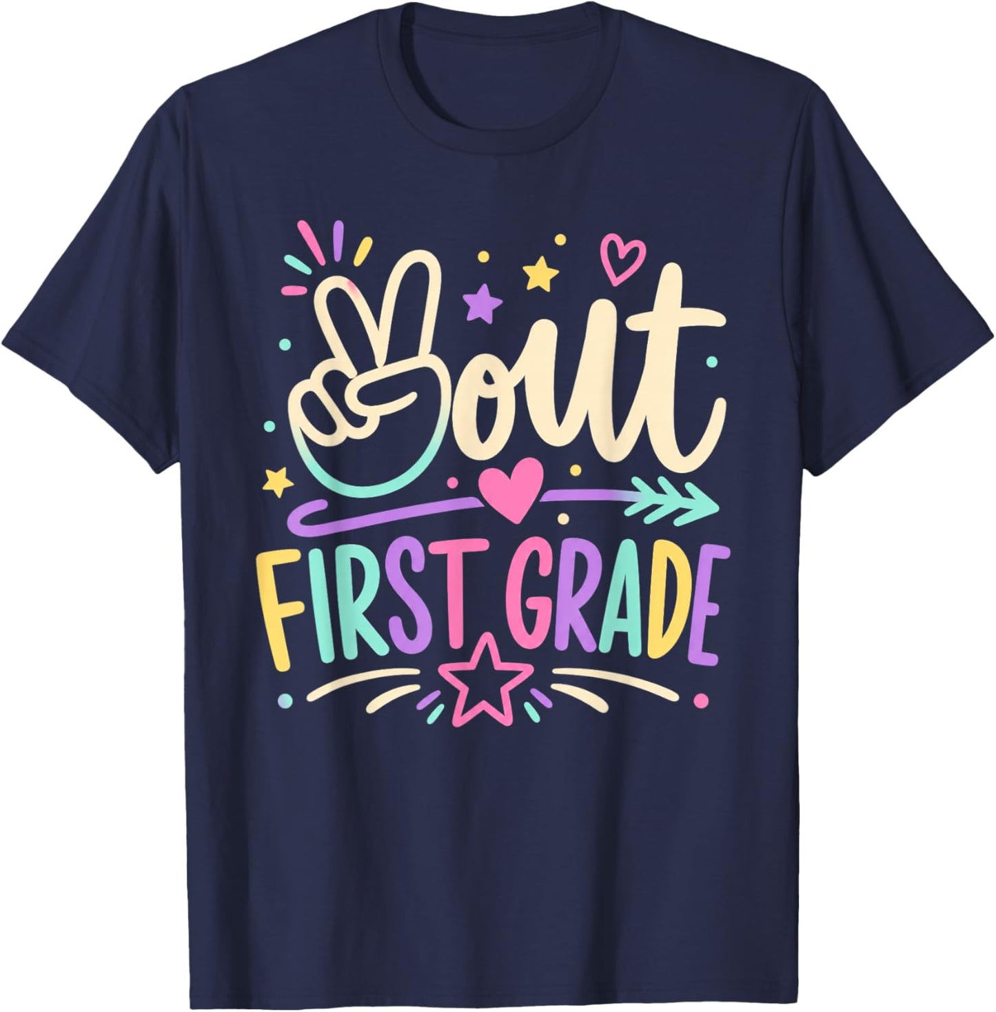 Peace Out First Grade Cute Tie Dye Last Day of 1st Grade T-Shirt - T-Shirt | Navy