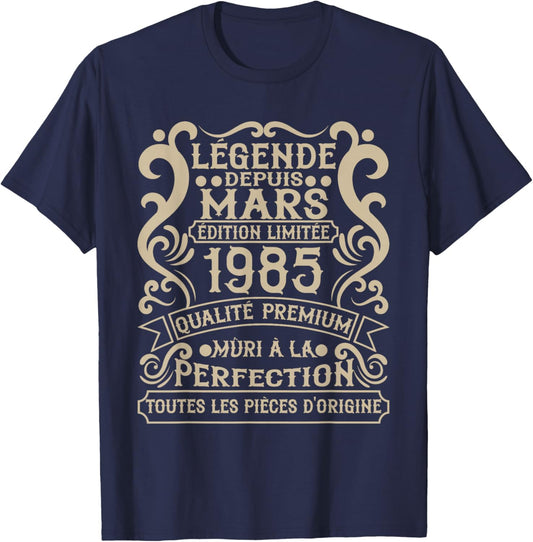 March 1985-41 Years Anniversary Gift Vintage 1985 T-Shirt - T-Shirt | Navy