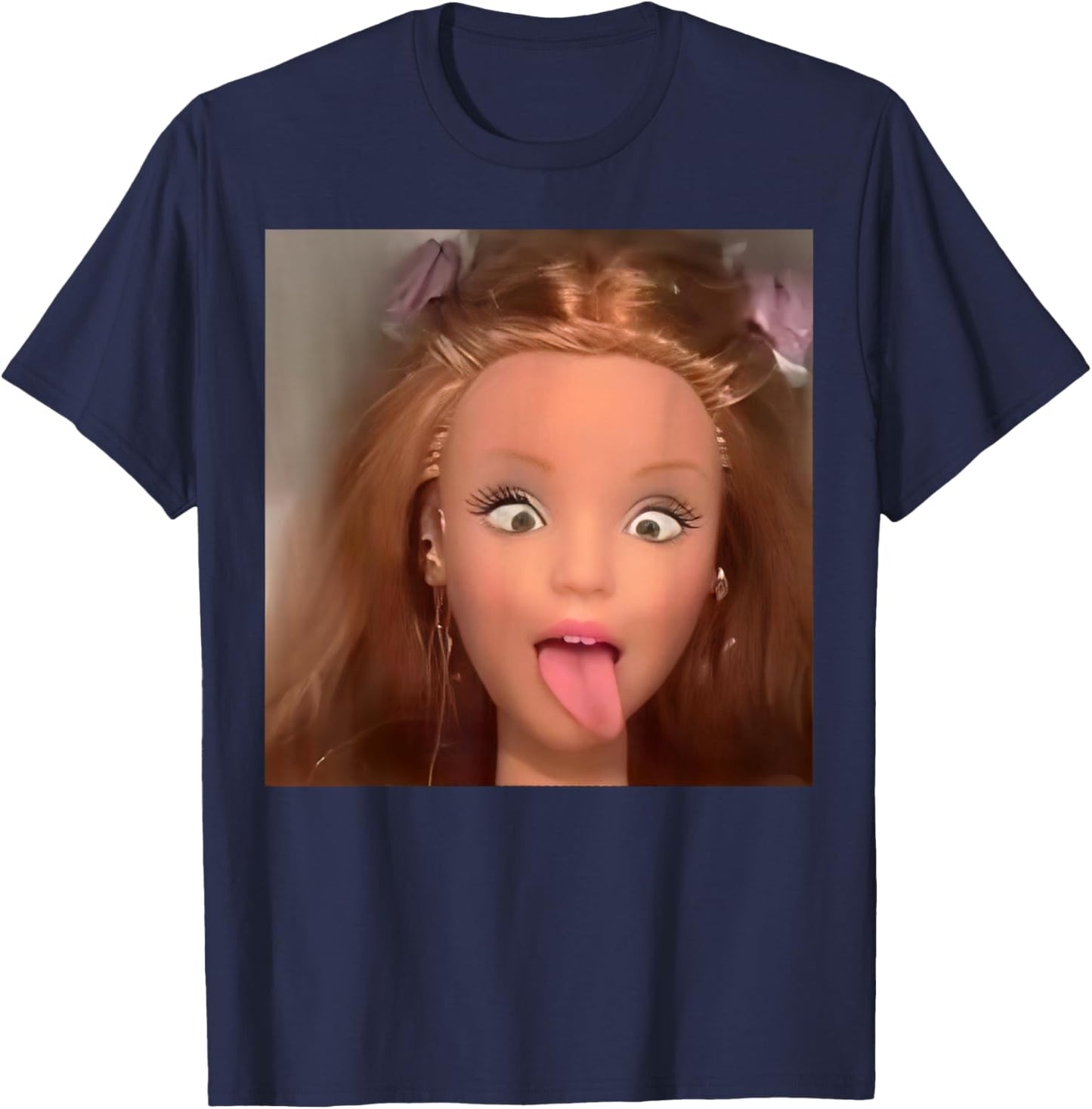 Funny Doll Face Meme T-Shirt - T-Shirt | Navy