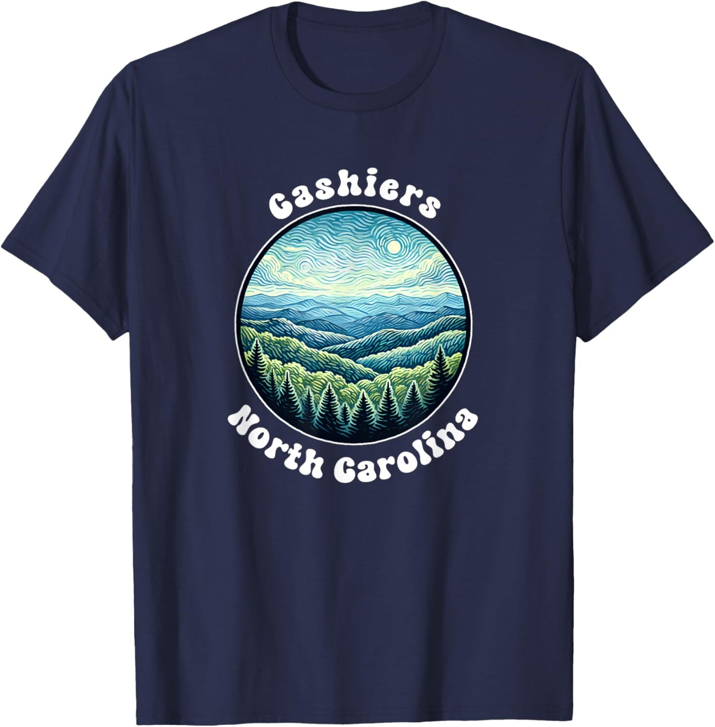 Cashiers North Carolina Mountains Forest Vacation Souvenir T-Shirt - T-Shirt | Navy
