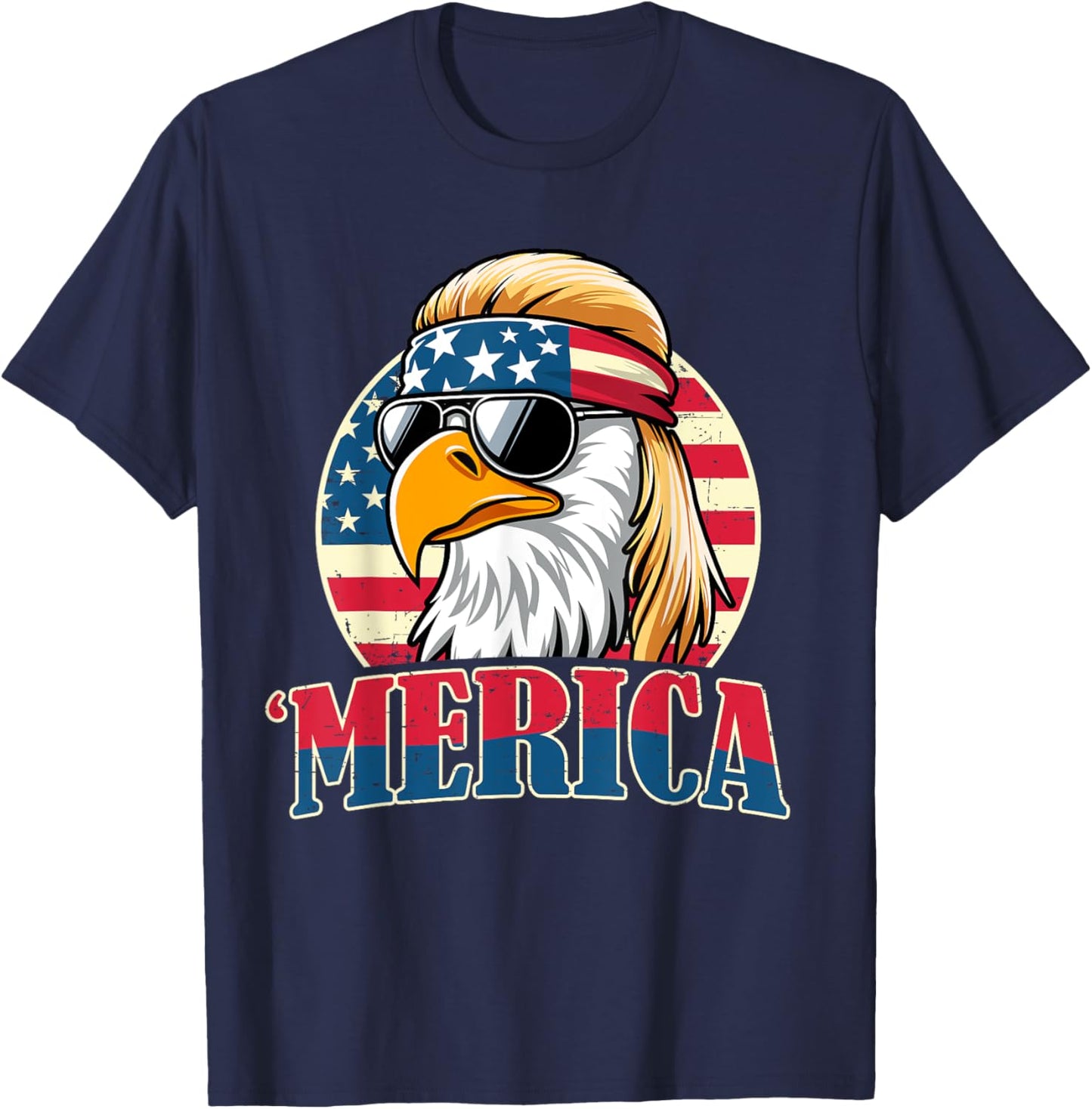 4th of July Funny Patriotic American Retro USA Men Women T-Shirt - T-Shirt | Navy