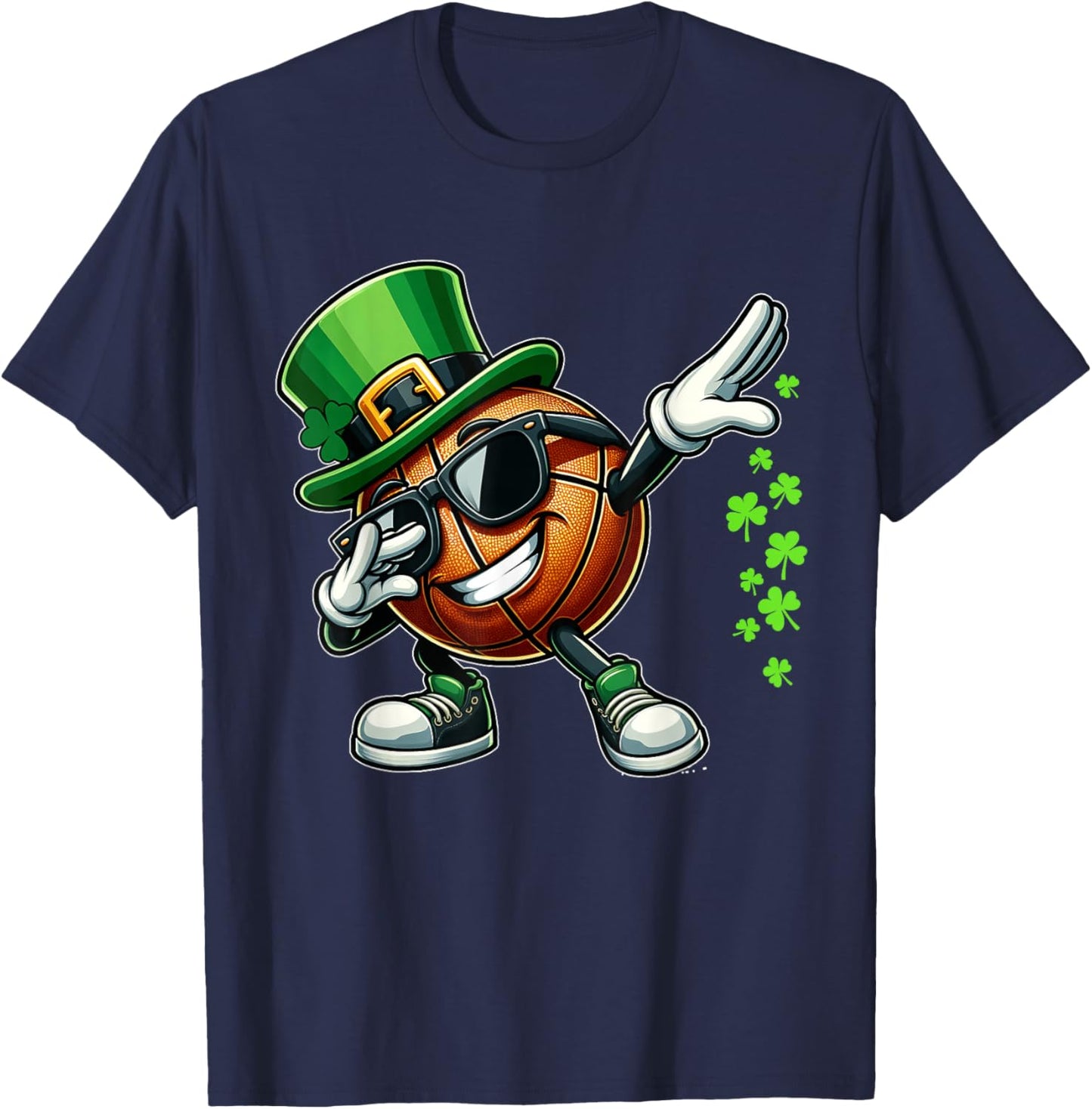 Dabbing Shamrock Basketball Funny St Patrick's Day Kids T-Shirt - T-Shirt | Navy