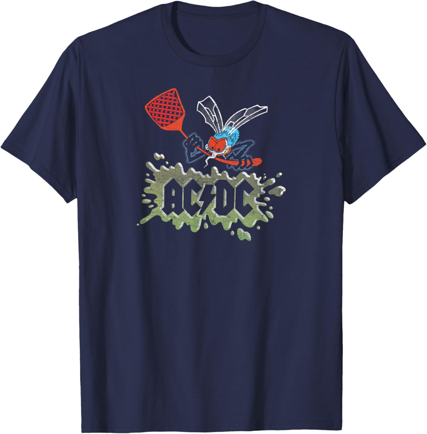 Perryscope - ACDC - Fly On The Wall Tour Icon and Locations T-Shirt - T-Shirt | Navy
