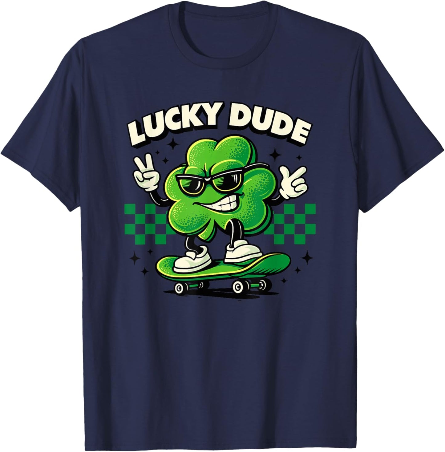 Lucky Dude Trèfle Patineur Trèfle St Patrick T-Shirt - T-Shirt | Navy