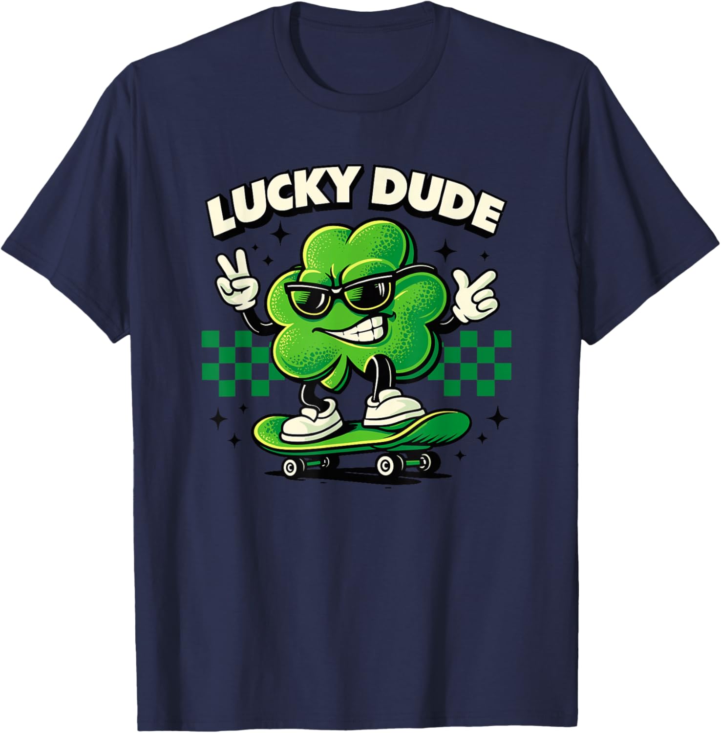 Lucky Dude Trèfle Patineur Trèfle St Patrick T-Shirt - T-Shirt | Navy