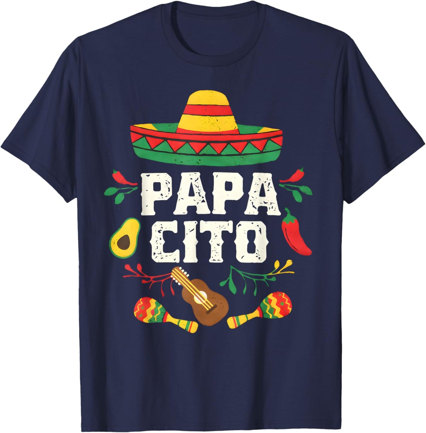 Papacito Family Cinco De Mayo Matchin Couple Mexican Dad Men T-Shirt - T-Shirt | Navy