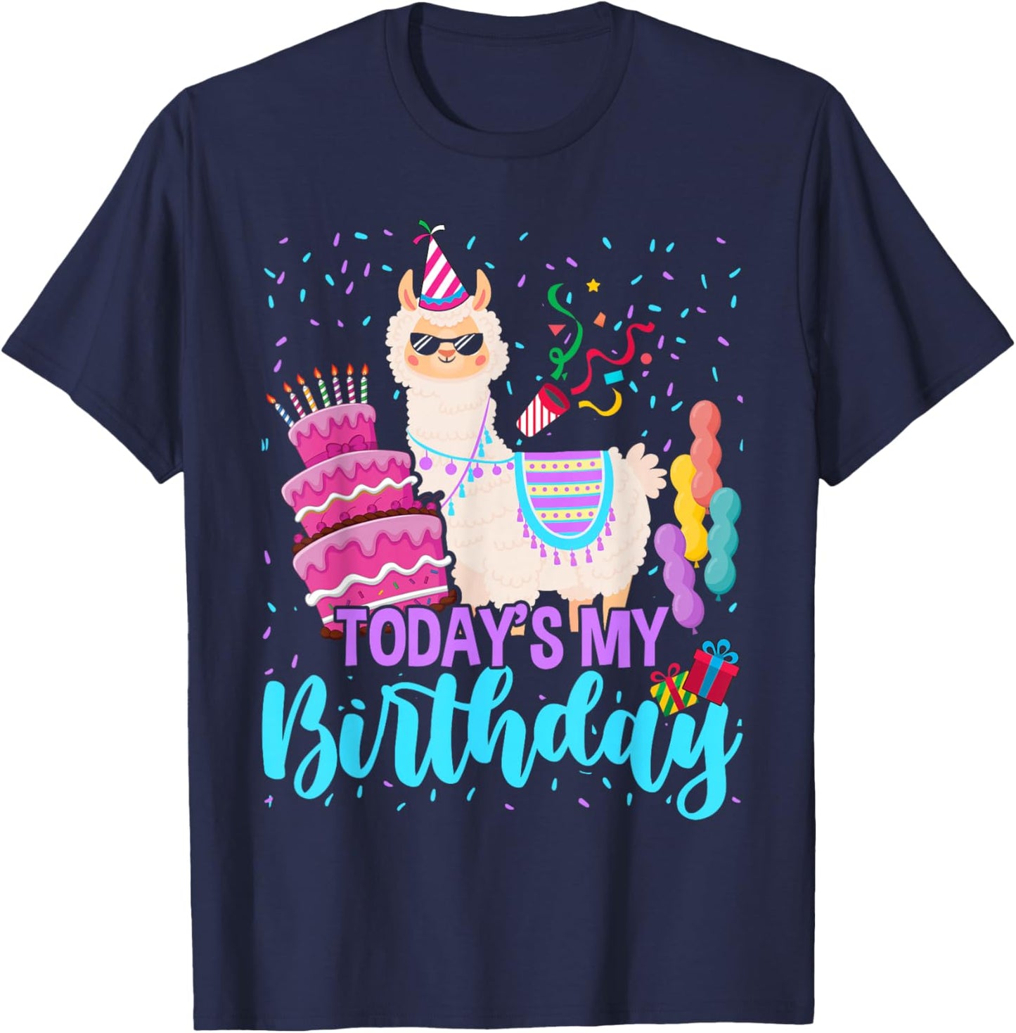 Todays My Birthday Llama Boy Family Party Decorations T-Shirt - T-Shirt | Navy
