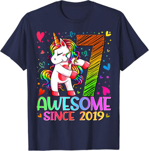 7th Birthday Shirt Girl 7 Year Old Gifts 7 Birthday Girl T-Shirt - T-Shirt | Navy