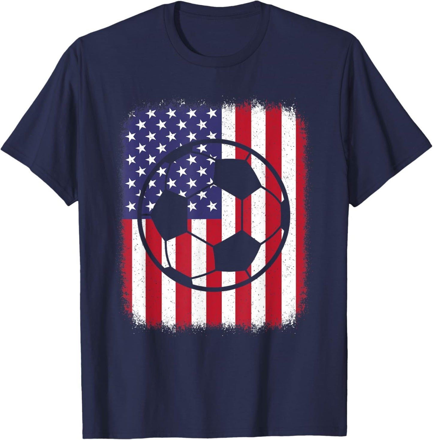 American Flag Vintage Soccer Player Men Women Kids T-Shirt - T-Shirt | Navy