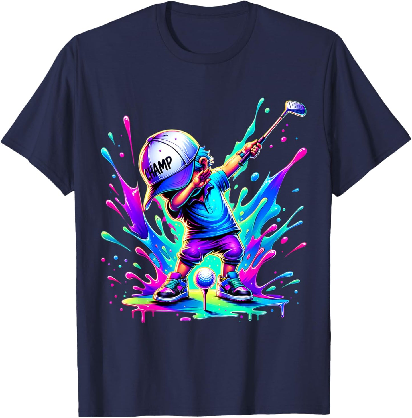Dabbing Golfer Funny Golfing Golfer Dad Men Boys Kids Youth T-Shirt - T-Shirt | Navy