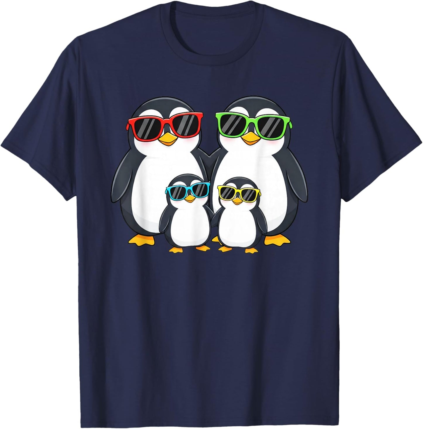 Penguin Family Sunglasses Graphic Aquatic Bird Lover Penguin T-Shirt - T-Shirt | Navy