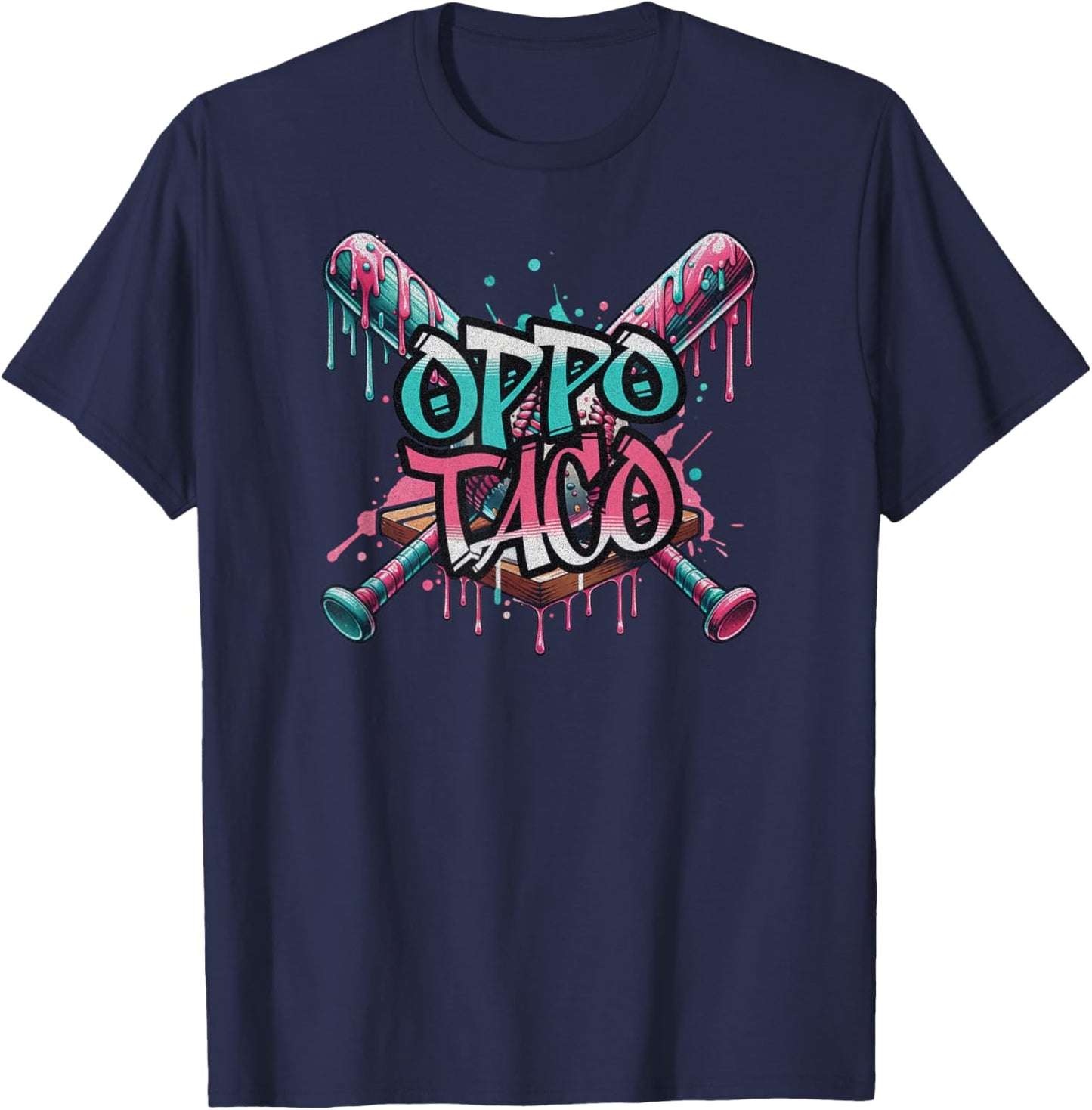 Oppo Taco Funny Baseball Ice Cream Dripping T-Shirt - T-Shirt | Navy