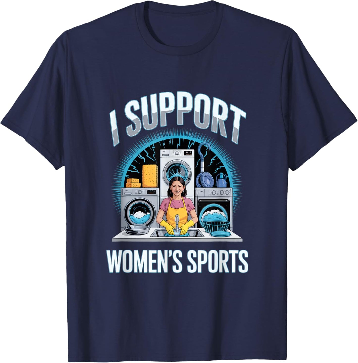 I Support Women's Sports Unwearable Aduld Humor Bootleg T-Shirt - T-Shirt | Navy