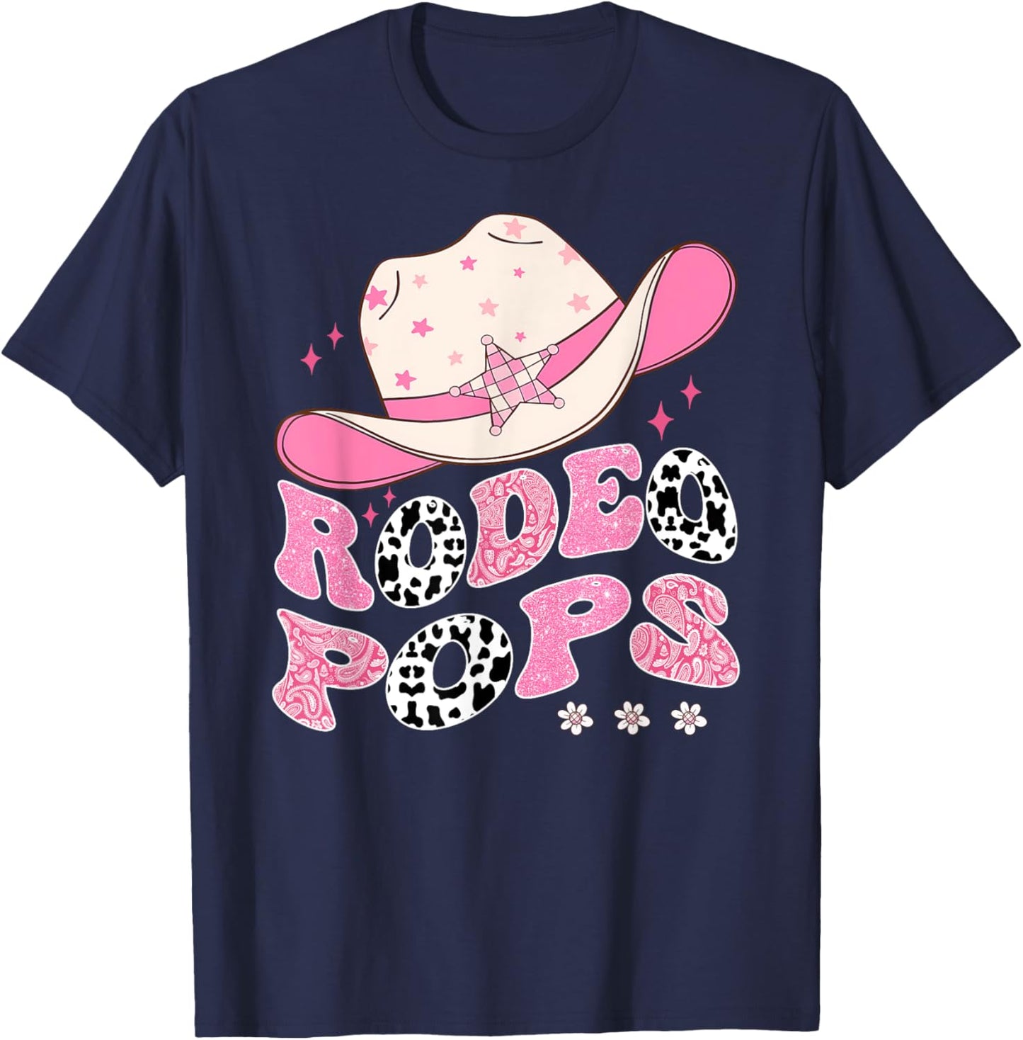Rodeo Pops Pink CowGirl 1St Birthday Family Matching T-Shirt - T-Shirt | Navy
