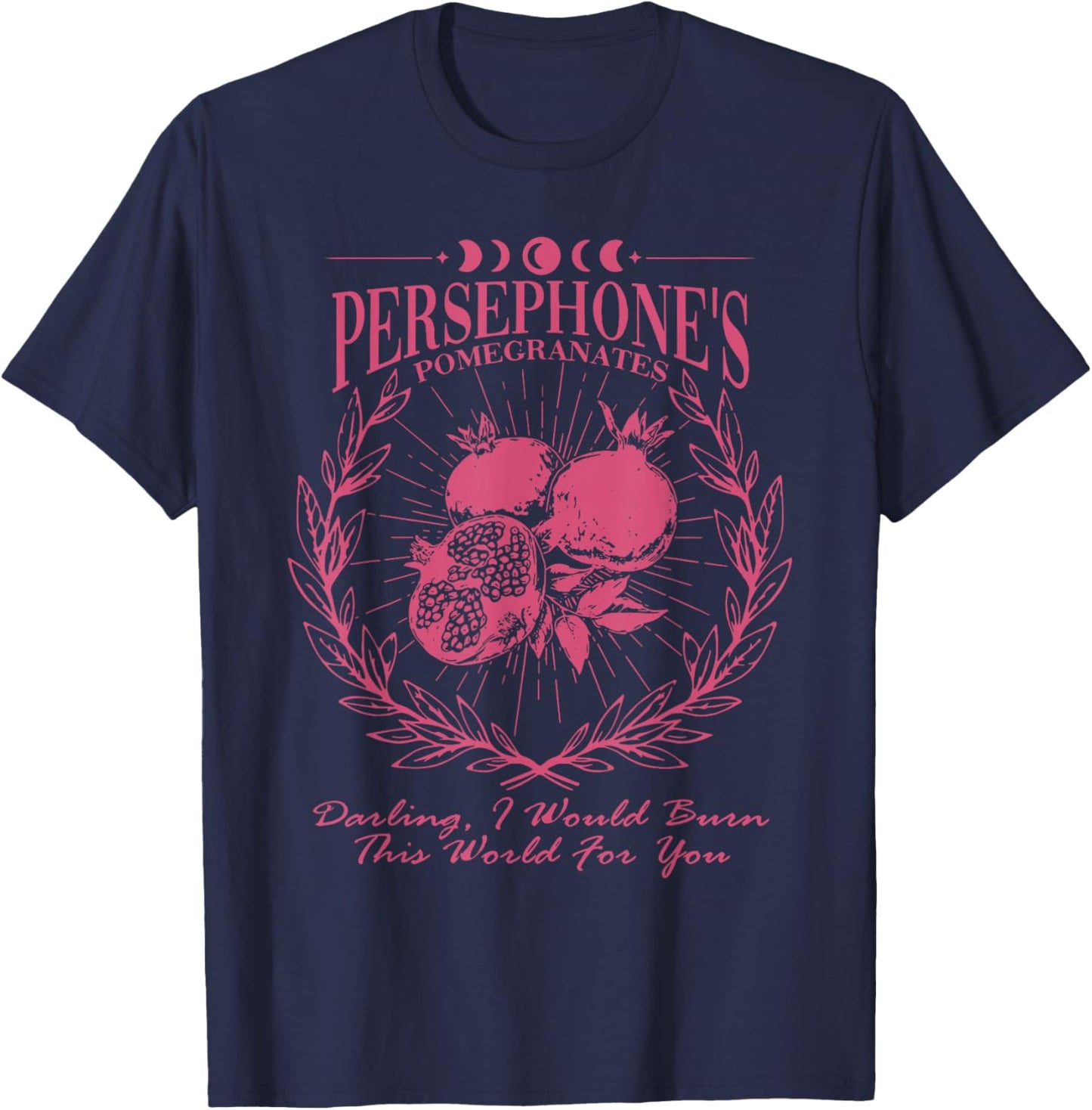 (2 Sided) Hades and Persephone Pomegranate Greek Mythology T-Shirt - T-Shirt | Navy