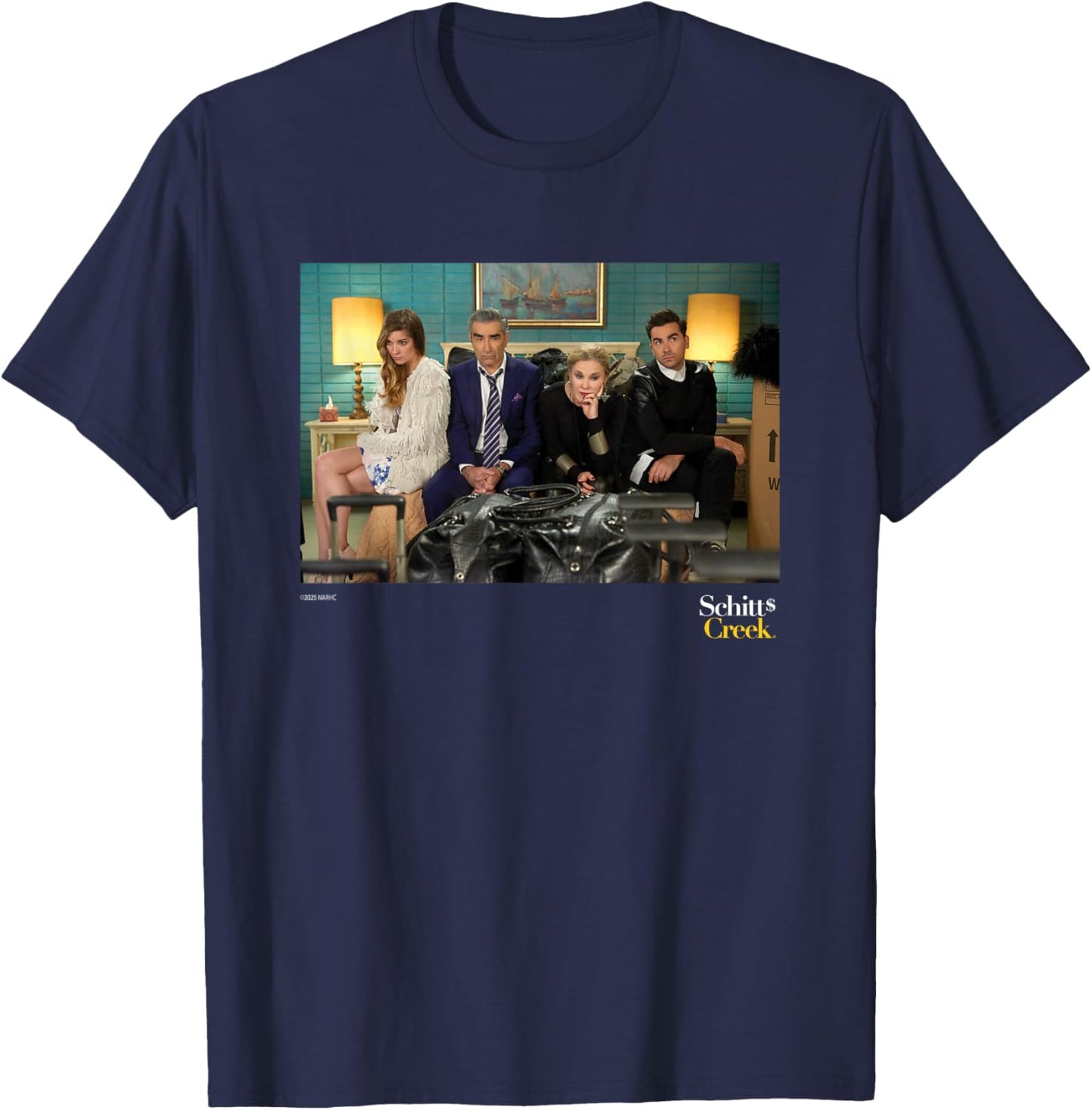 Schitt's Creek Cast Photo Johnny Moira David Alexis T-Shirt - T-Shirt | Navy