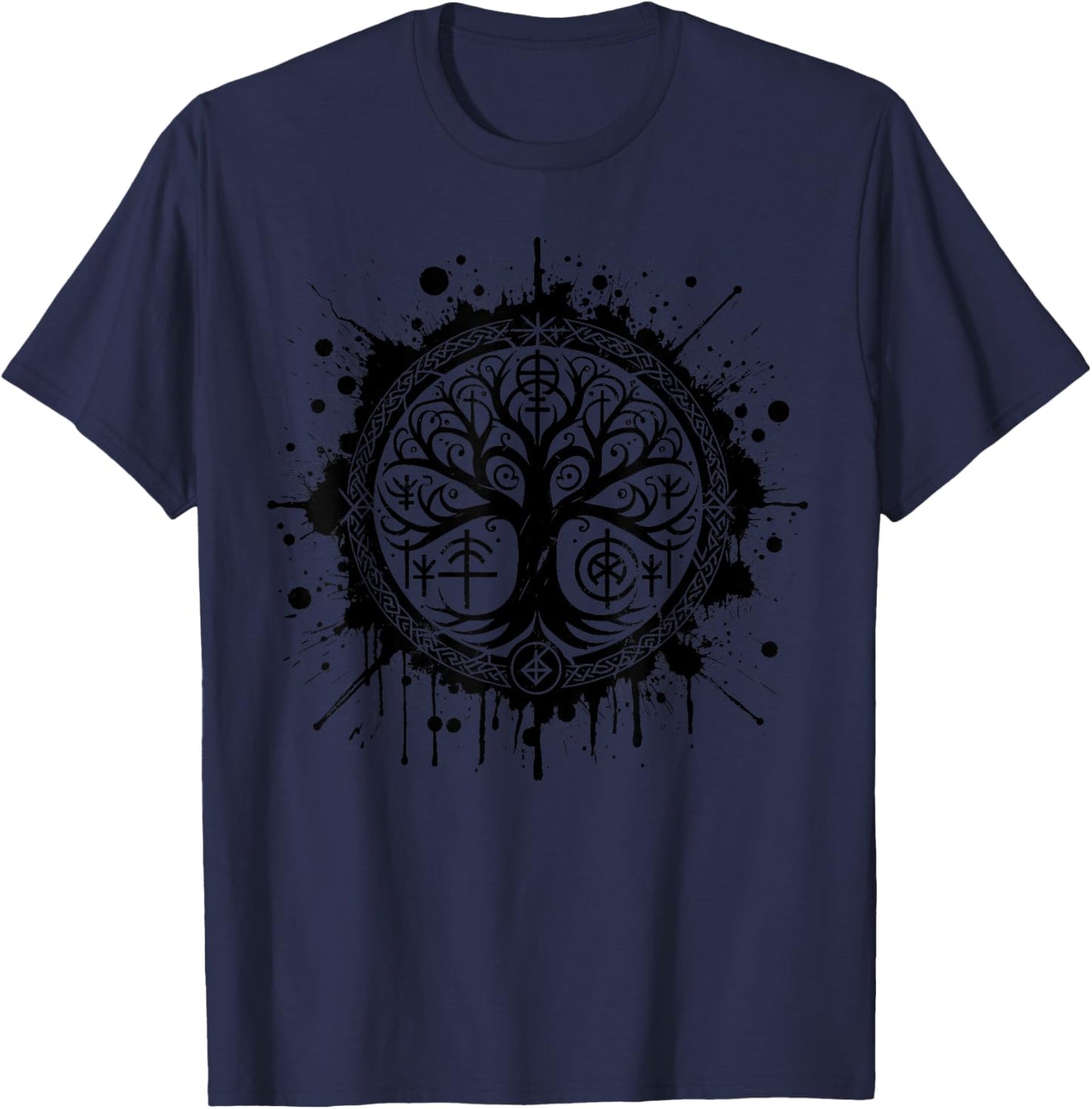 Cool Viking Yggdrasil Norse Tree of Life Graphic T-Shirt - T-Shirt | Navy