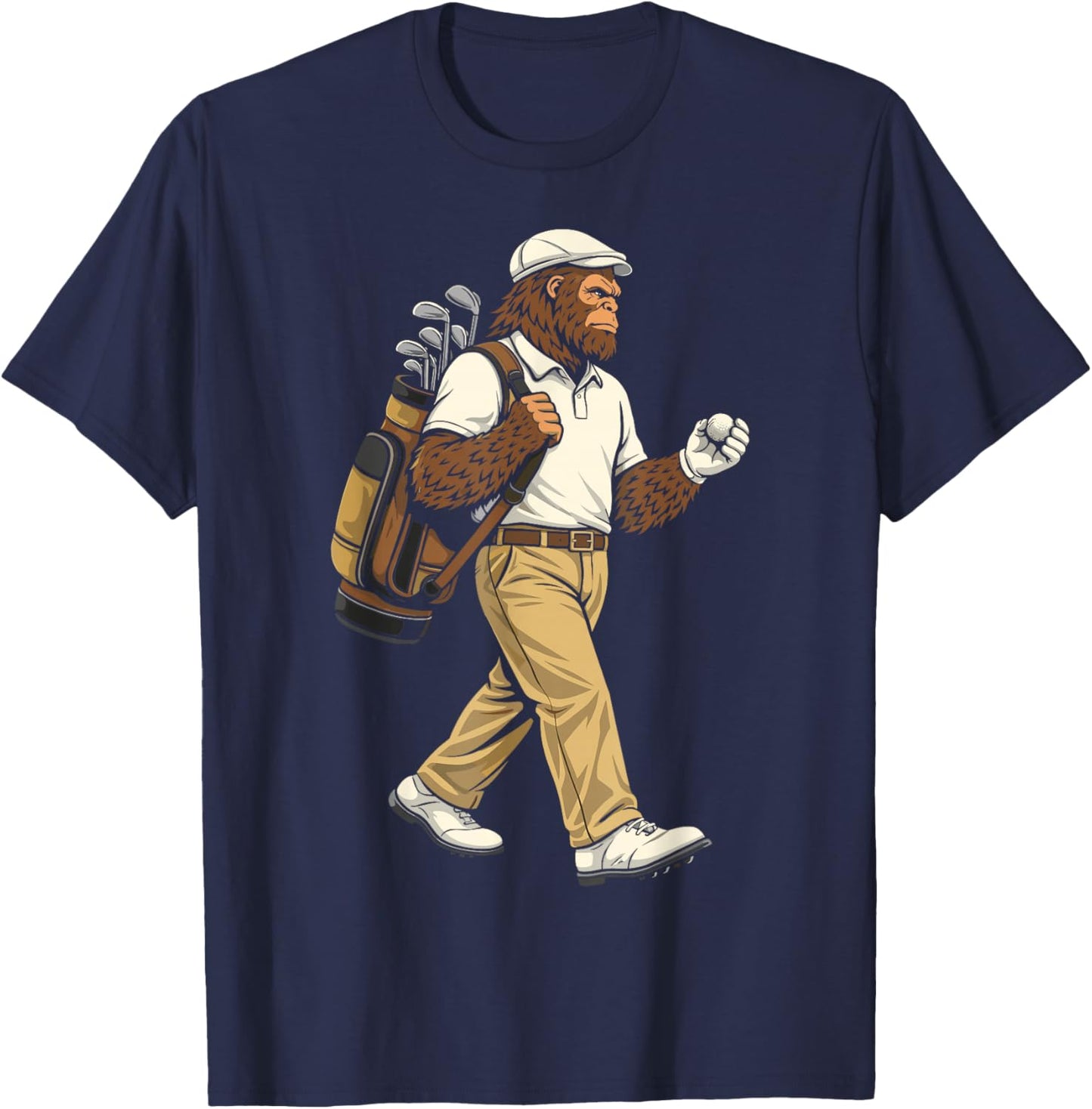 Bigfoot Golfer Funny Sasquatch Golfing T-Shirt - T-Shirt | Navy