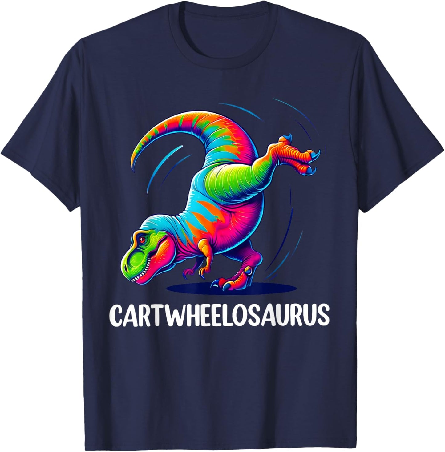 Funny Cartwheel Dinosaur Cool Cartwheel Gymnastics Rex Girls T-Shirt - T-Shirt | Navy