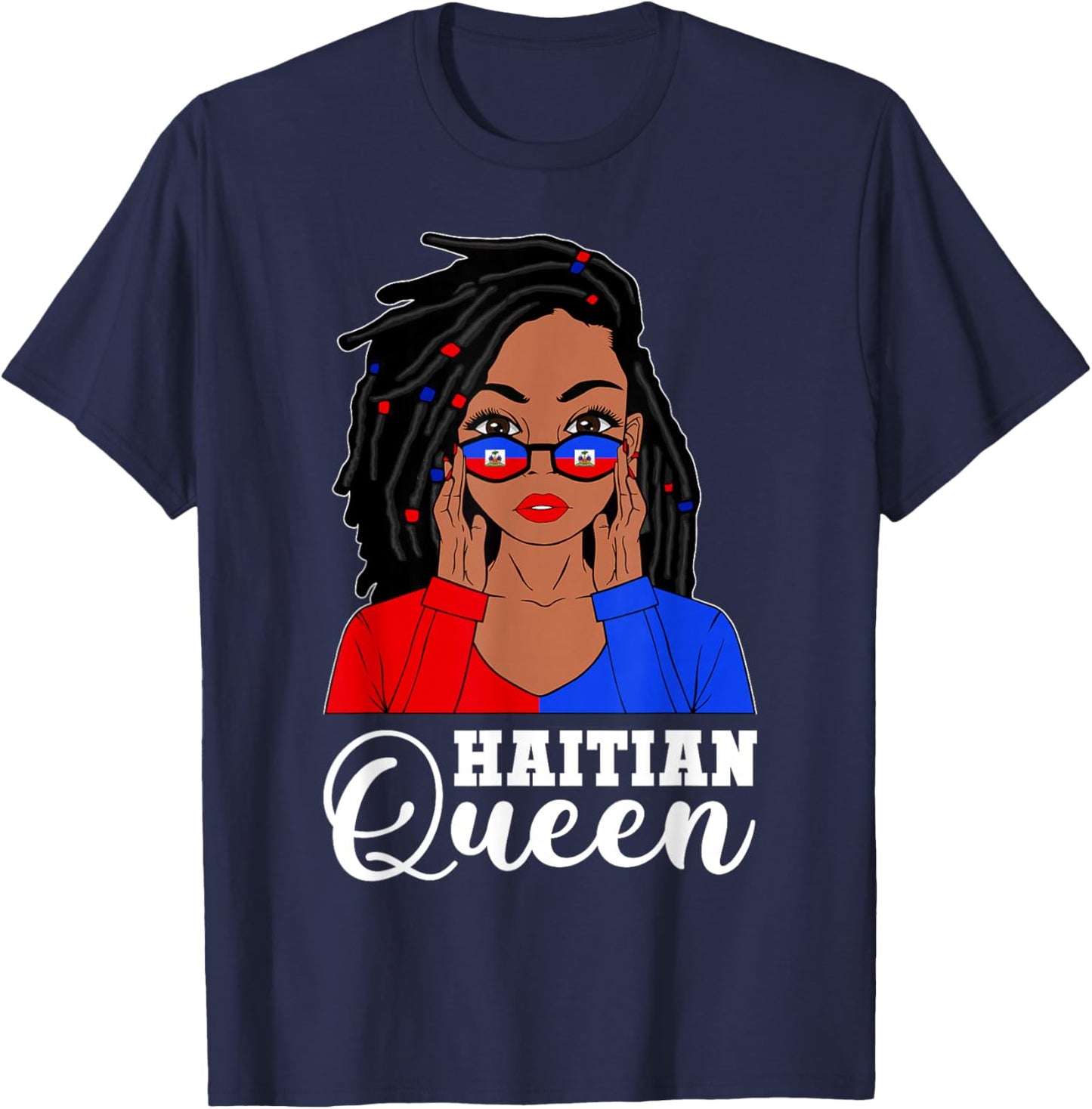 Loc'd Hair Haitian Girl Black Woman Haiti Haitian Queen T-Shirt - T-Shirt | Navy