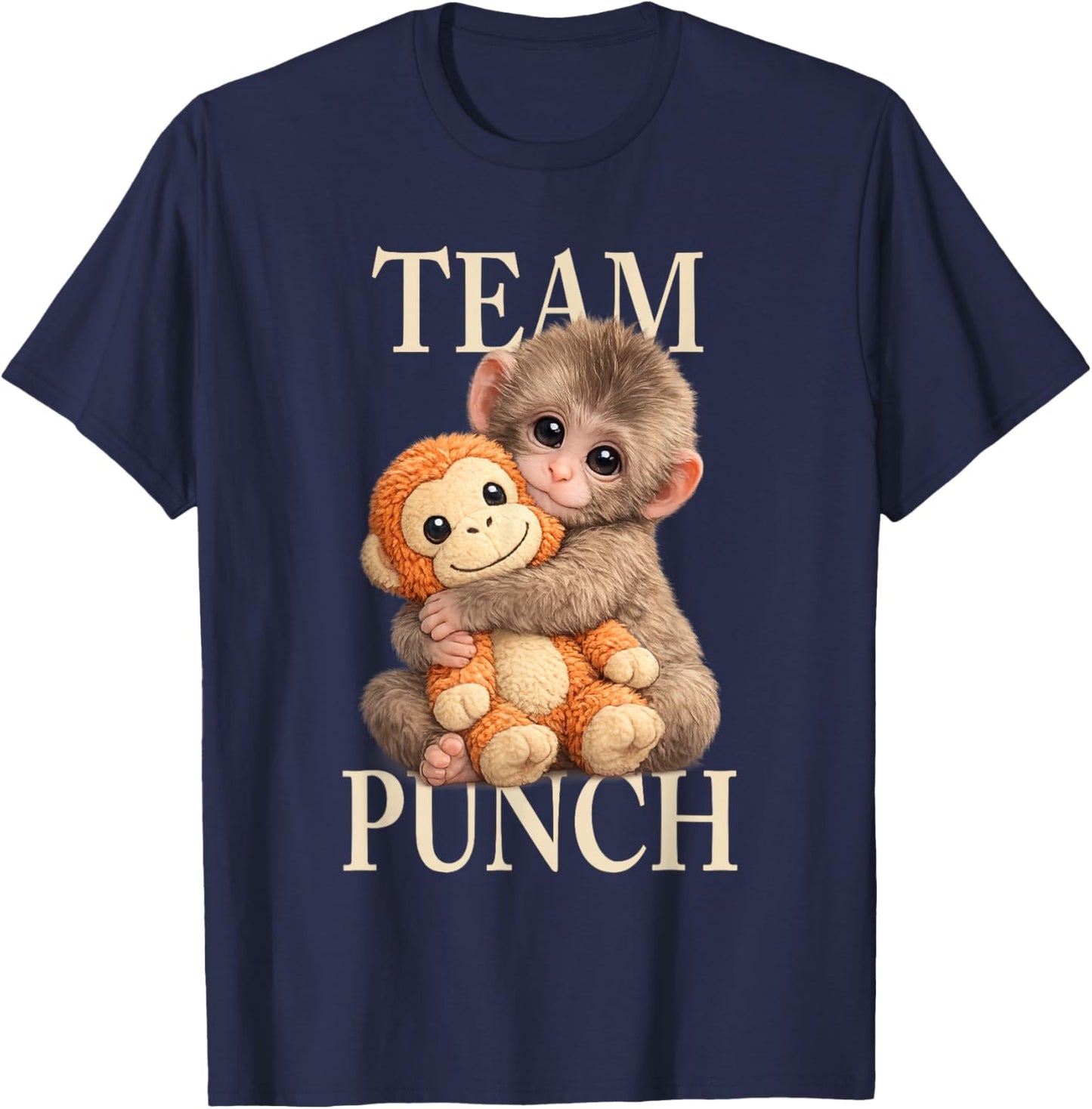 Baby Monkey Team Punch Macaque Lover Japan T-Shirt - T-Shirt | Navy