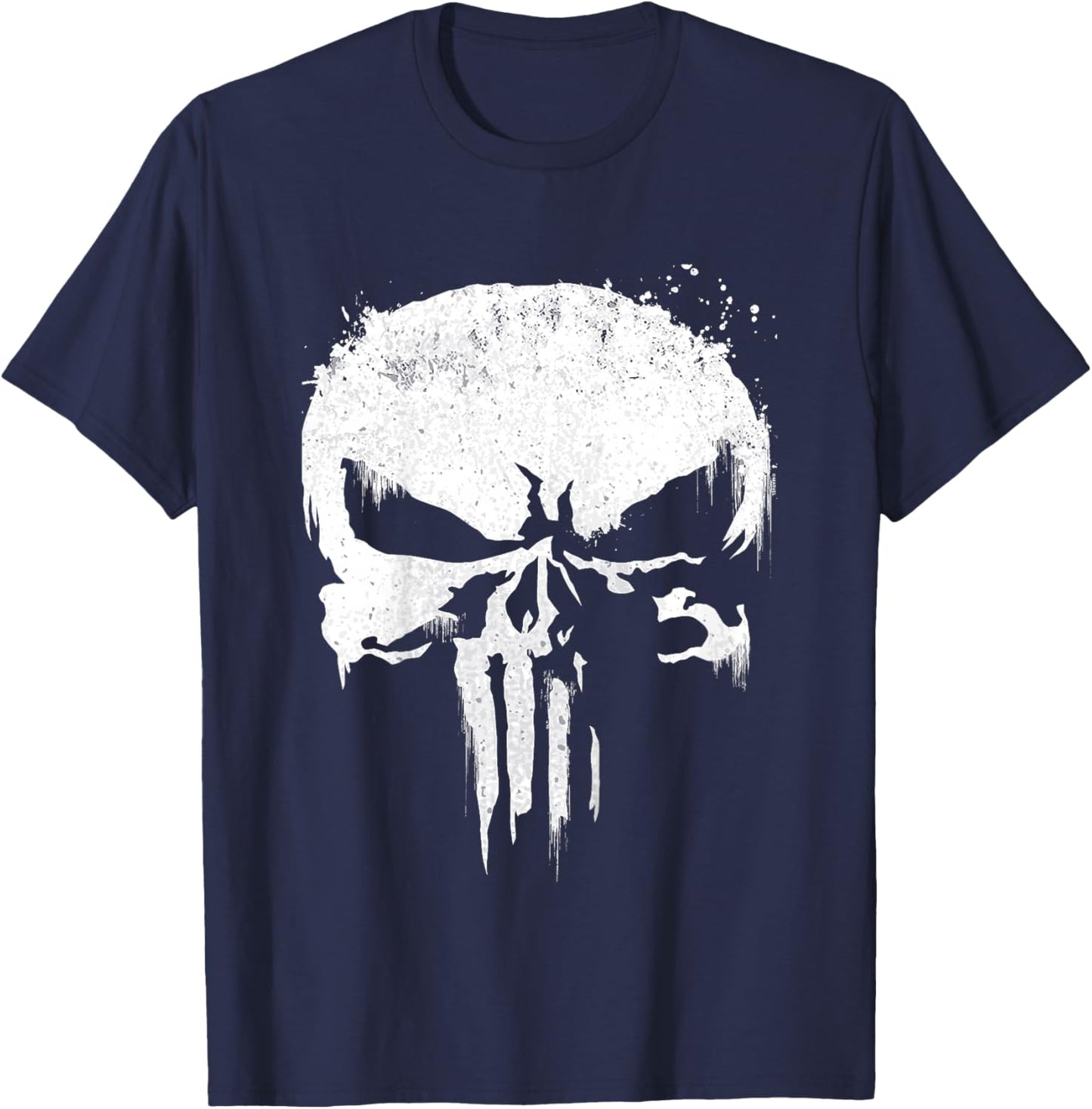 Marvel Punisher White Paint Splatter Skull Graphic T-Shirt - T-Shirt | Navy