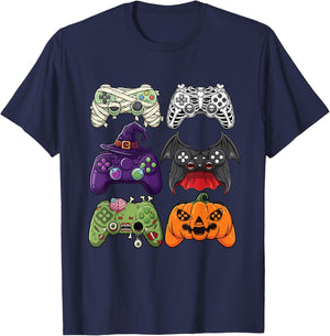 Halloween Gaming Controllers - Spooky Gamer Video Game Lover T-Shirt - T-Shirt | Navy