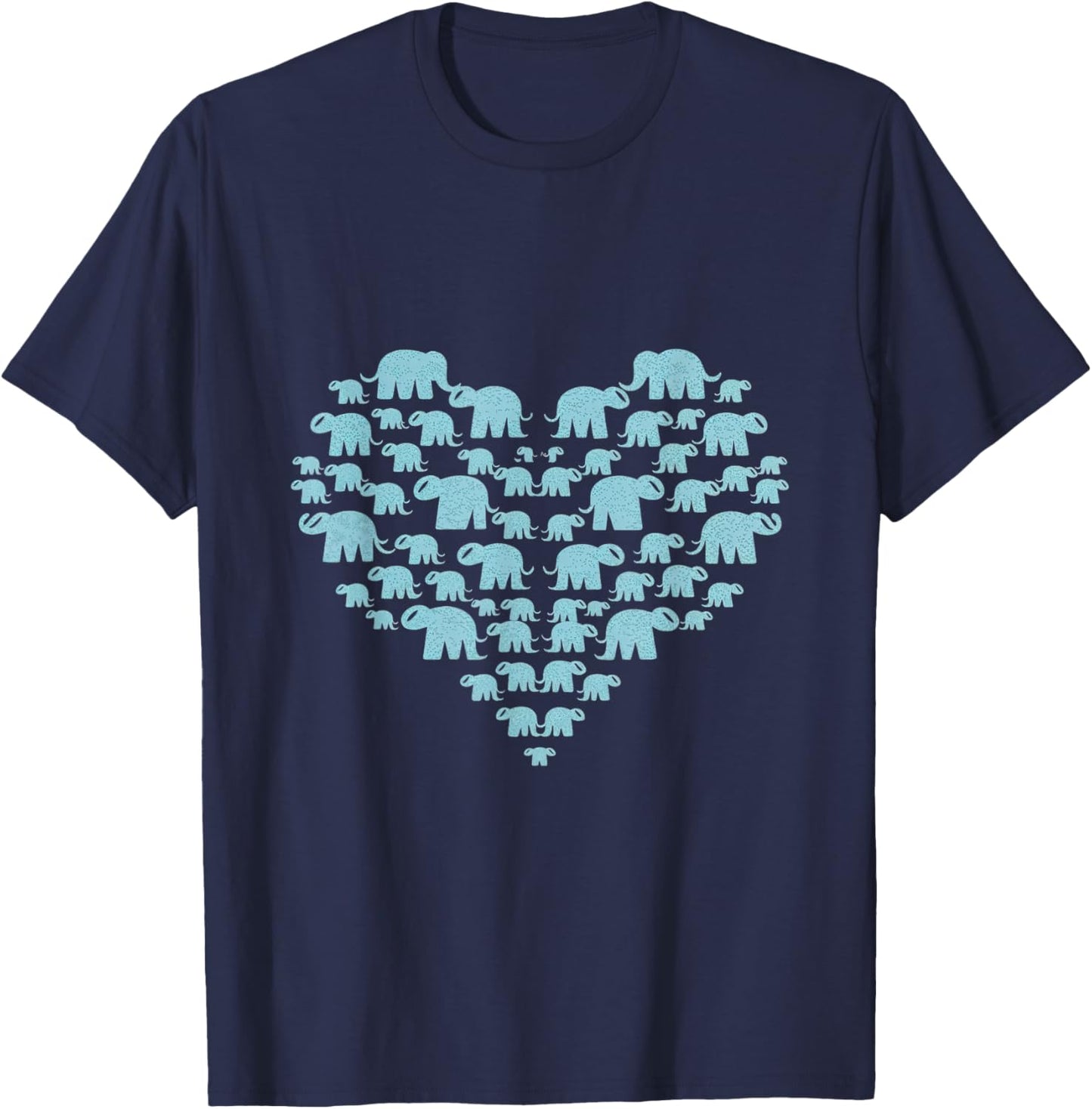 Heart Elephants Love Animal Wildlife Elephant T-Shirt - T-Shirt | Navy