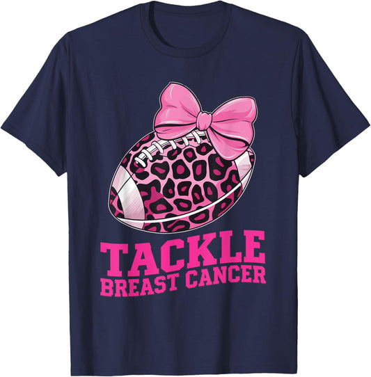 Tackle Breast Cancer Awareness American Football Women Kids T-Shirt - T-Shirt | Navy