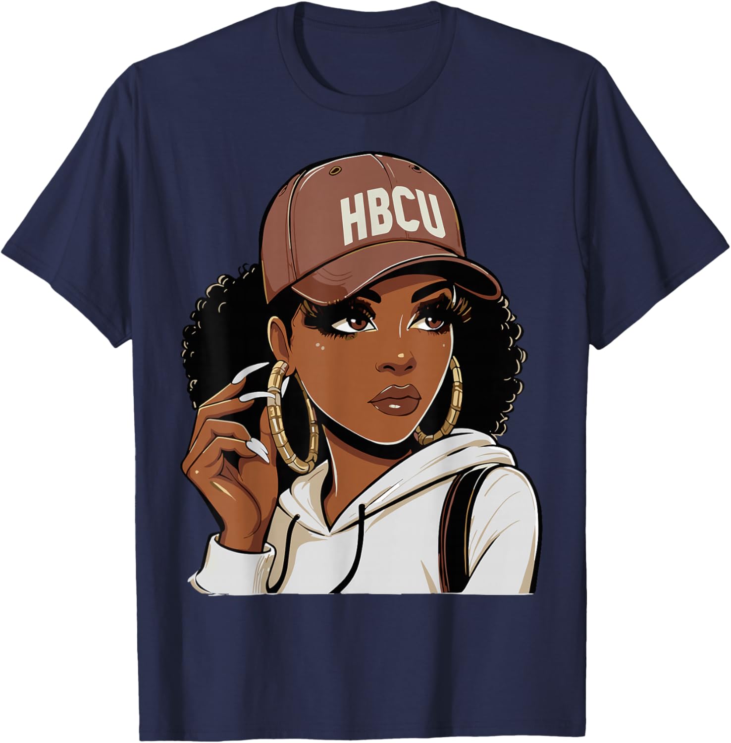 HBCU Girl Black College Afro T-Shirt - T-Shirt | Navy