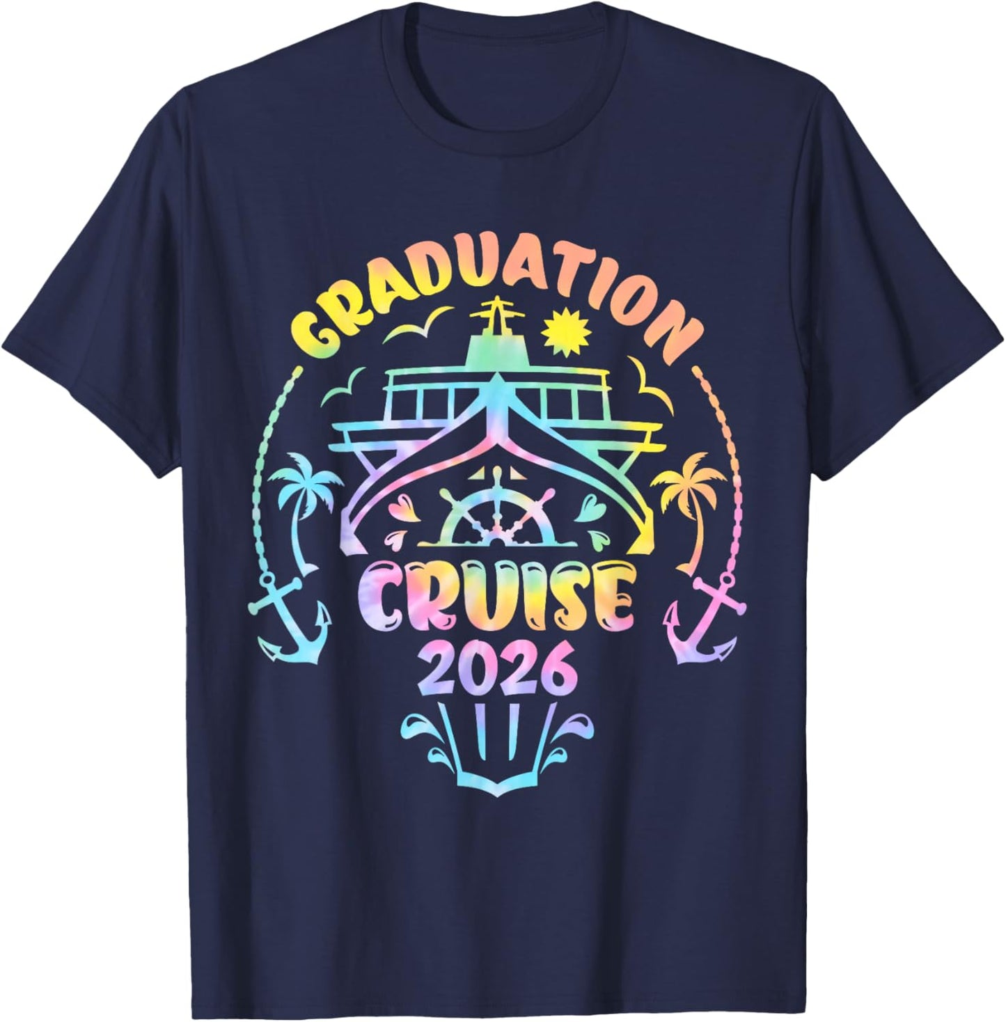 Tie Dye Graduation Cruise 2026 Matching Senior Cruise Party T-Shirt - T-Shirt | Navy