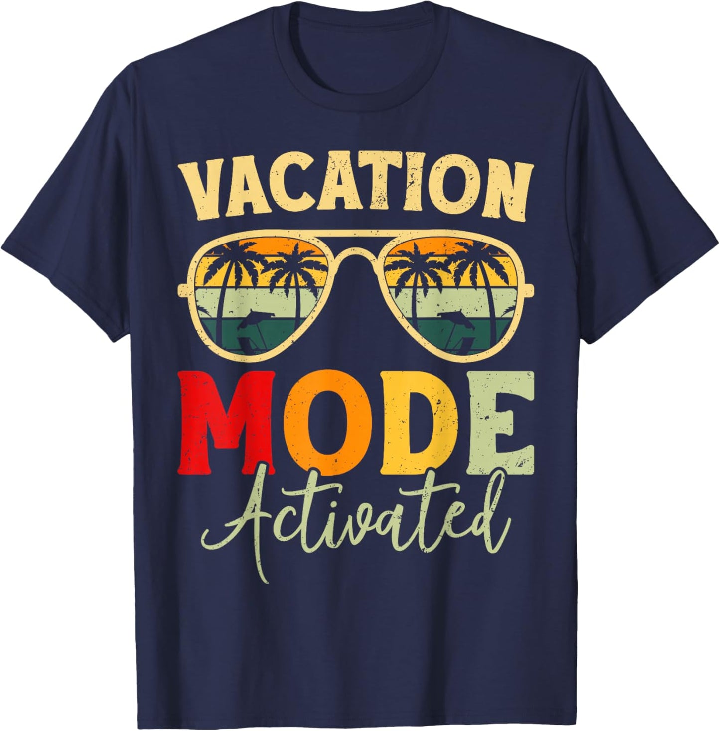 Funny Cruise Vacation Vacay Mode Activated Men Sun T-Shirt - T-Shirt | Navy