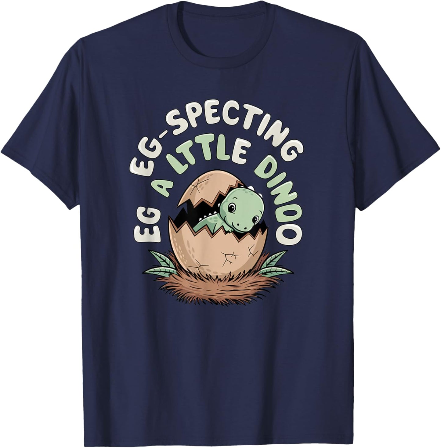 Eg-Specting Dinosaurs Pregnancy Baby Announcement T-Shirt - T-Shirt | Navy