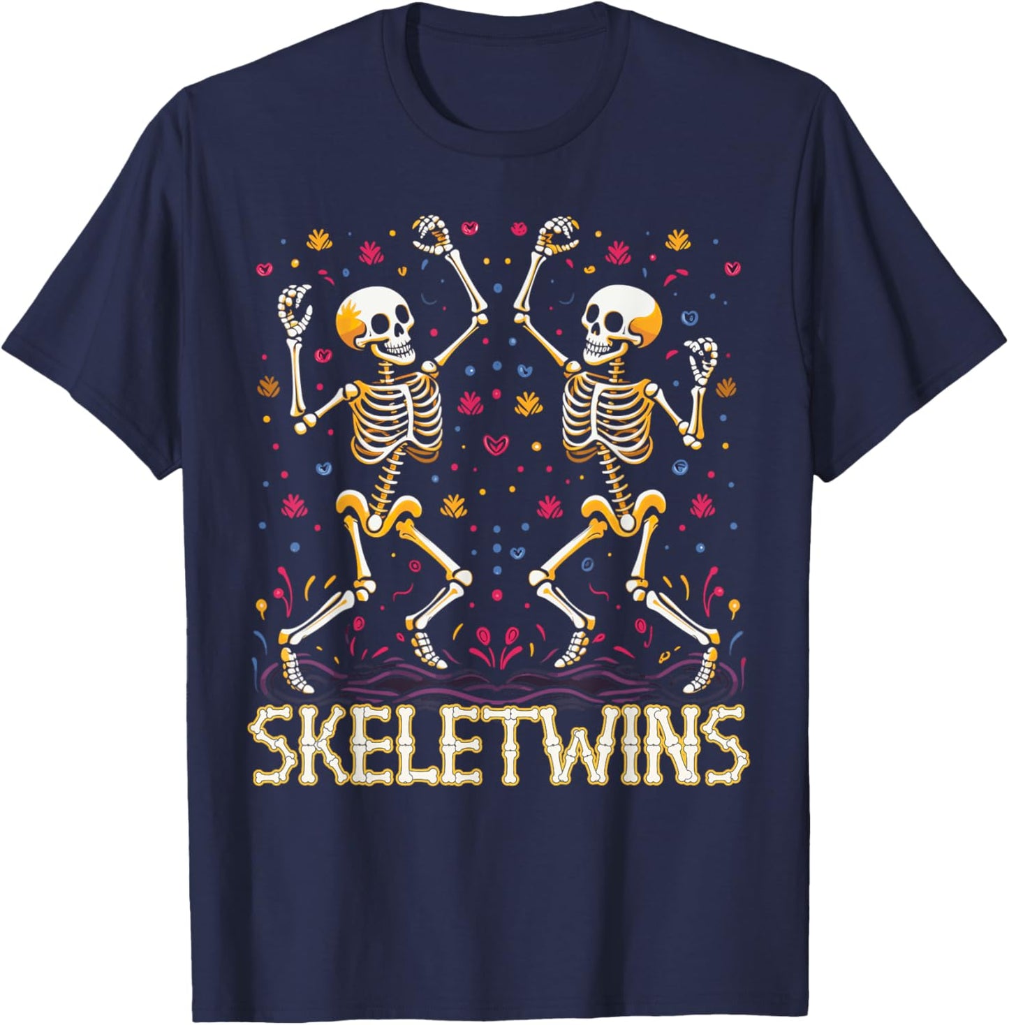 Dancing Skeletons Twins Halloween Matching Skeletwins T-Shirt - T-Shirt | Navy