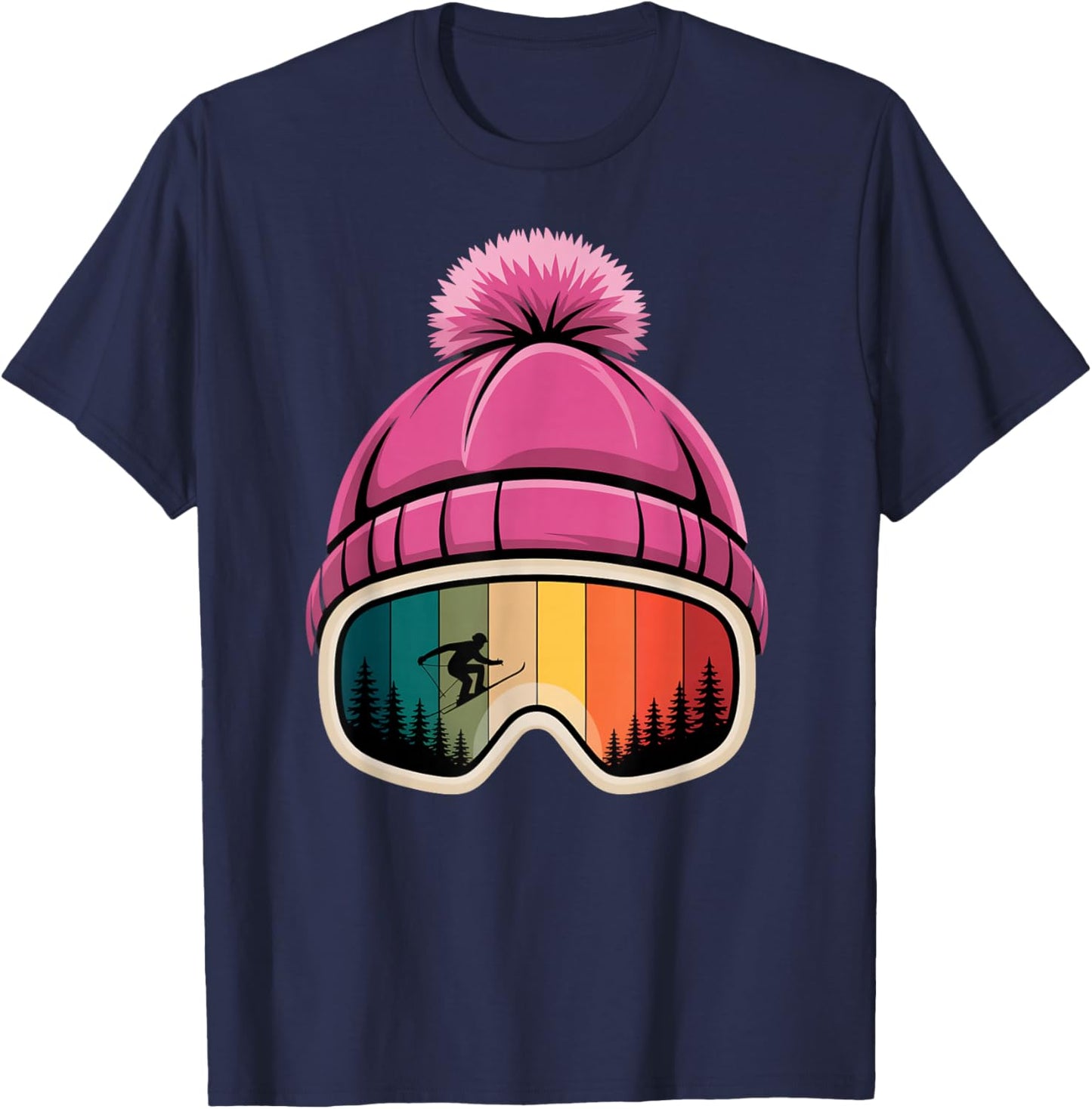 Skier Apres Ski Hat Ski Goggles Winter Sports T-Shirt - T-Shirt | Navy