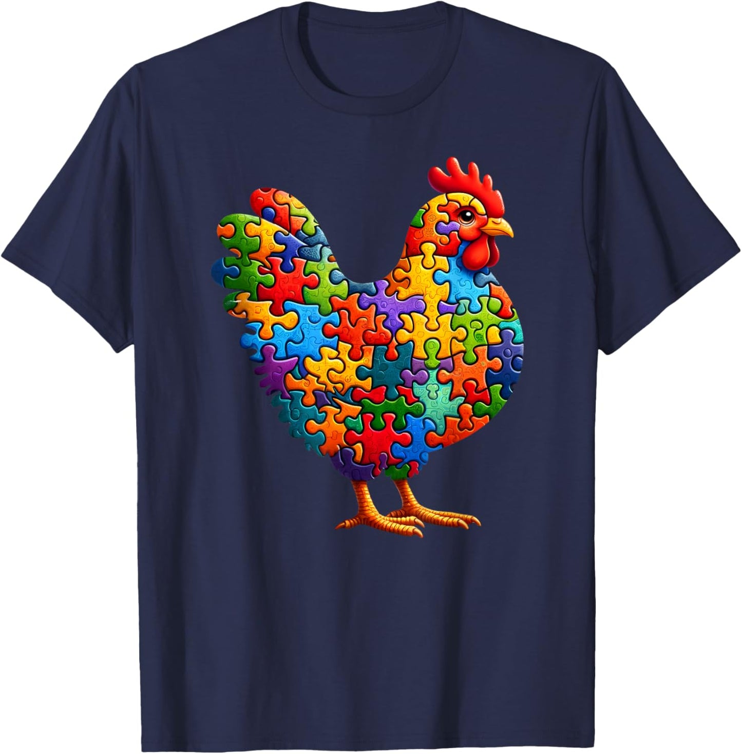 Chicken Puzzle Autism Awareness Kindness T-Shirt - T-Shirt | Navy