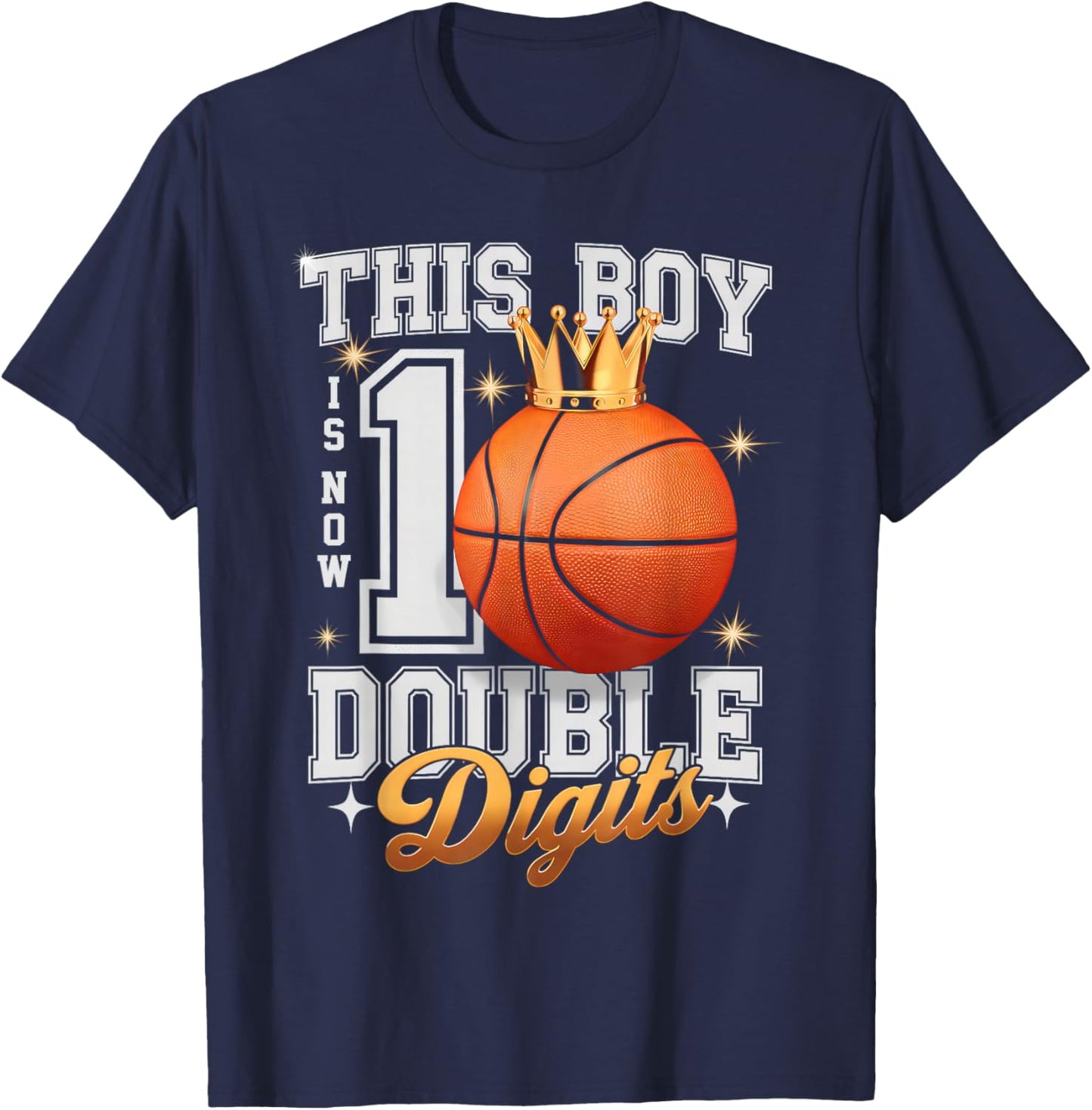 This Boy Double Digits Ten Basketball 10 Years Old Birthday T-Shirt - T-Shirt | Navy