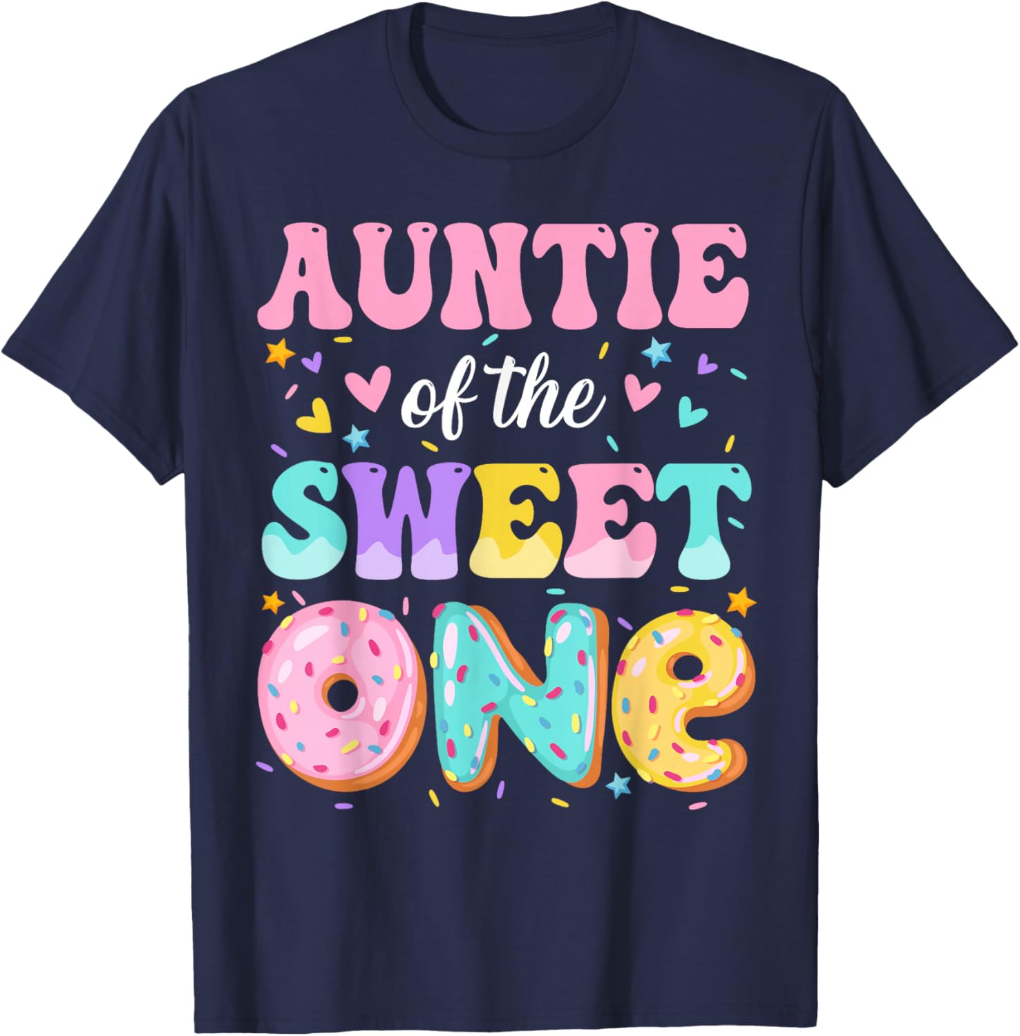 Auntie of The Sweet One 1st Birthday Donut Bday Party T-Shirt - T-Shirt | Navy