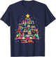 Christmas Library Tree Love reading books nerd Teacher T-Shirt - T-Shirt | Navy