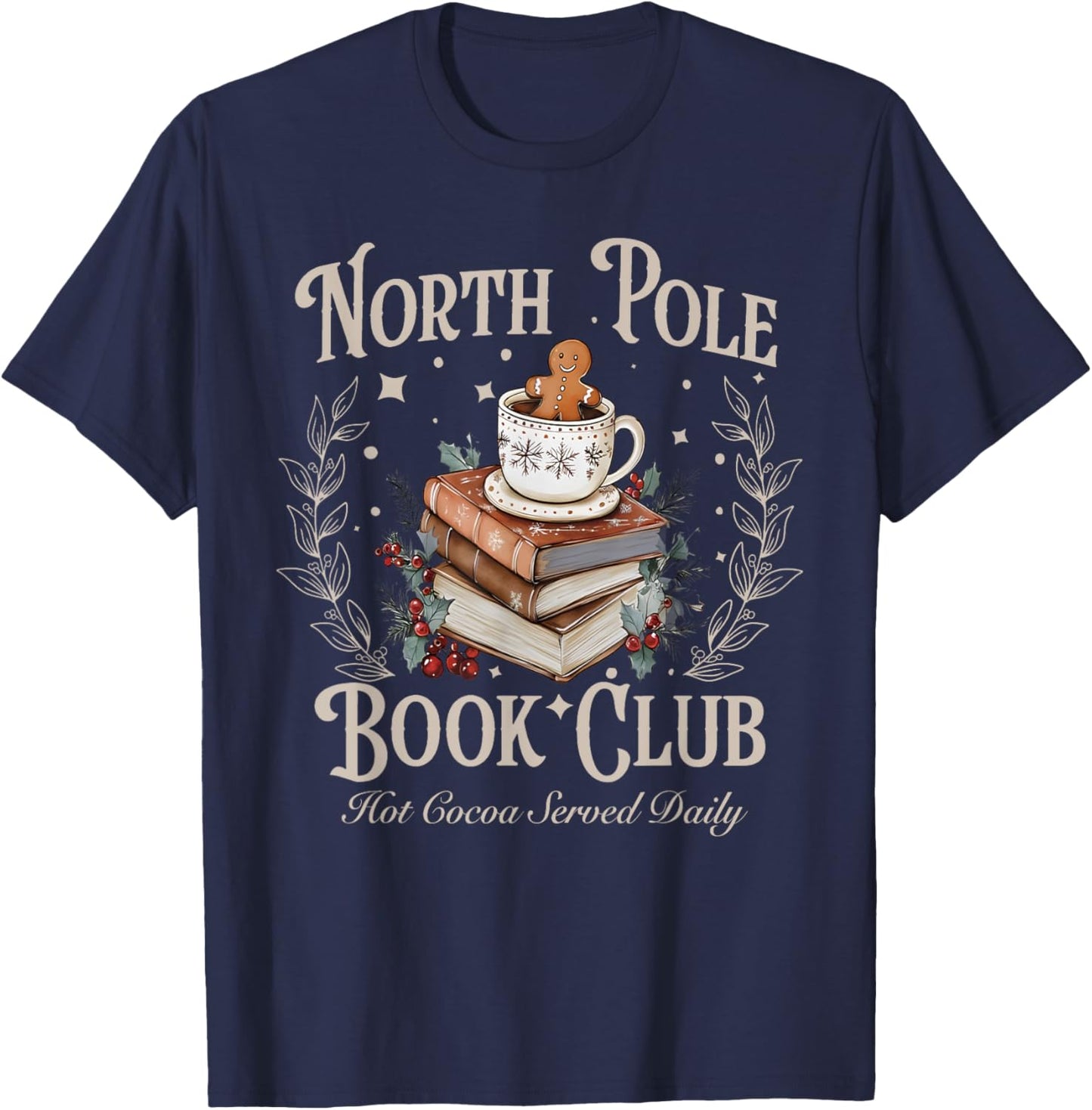All Booked for Christmas Coquette Xmas Book Club Book Lovers T-Shirt - T-Shirt | Navy