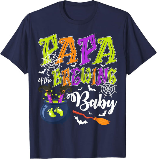 Papa of Brewing Baby Matching Family Halloween Baby Shower T-Shirt - T-Shirt | Navy