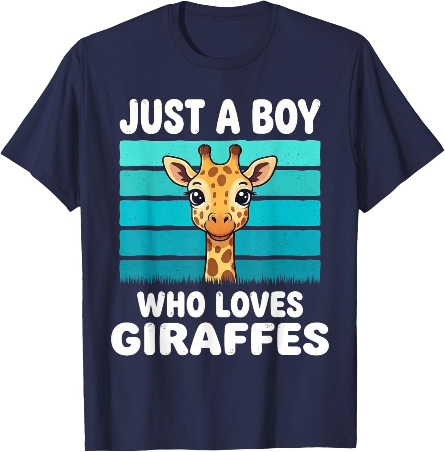 Just a Boy Who Loves Giraffes Funny Giraffe Lover Kids Boys T-Shirt - T-Shirt | Navy
