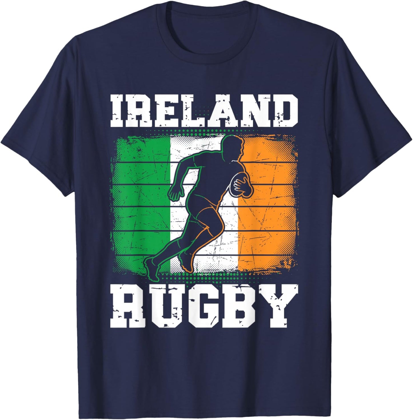 Ireland Rugby Player Irish Flag Grunge Sports Design T-Shirt - T-Shirt | Navy