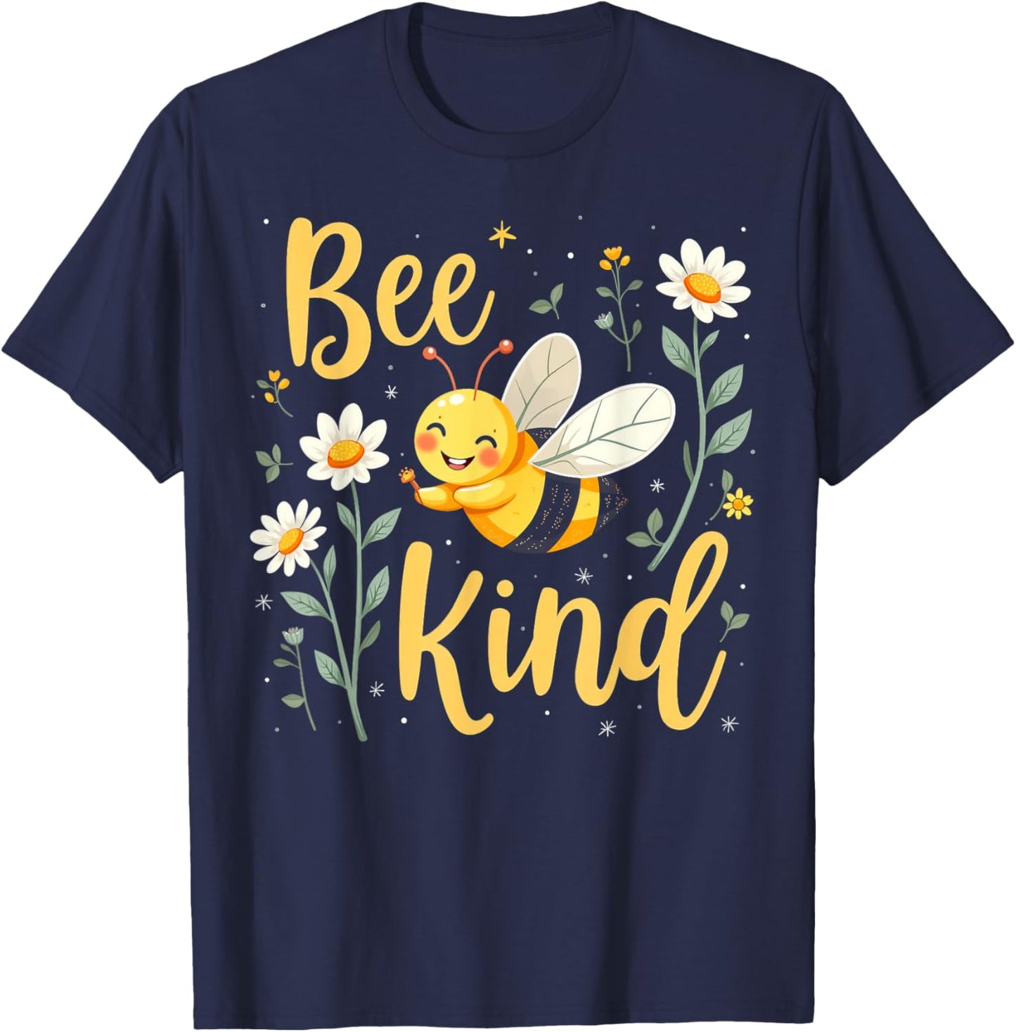 Bee Kind Cute bee with Flower Kindness T-Shirt - T-Shirt | Navy