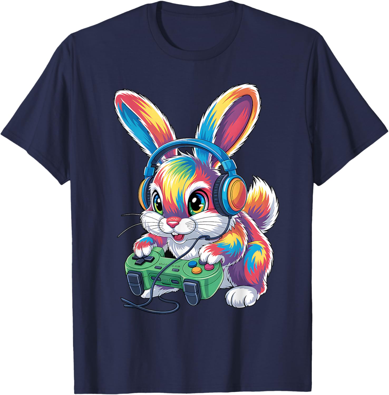 Gamer Bunny Video Colorful Games Boys Gaming Bunny Lover T-Shirt - T-Shirt | Navy