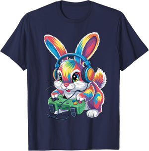 Gamer Bunny Video Colorful Games Boys Gaming Bunny Lover T-Shirt - T-Shirt | Navy